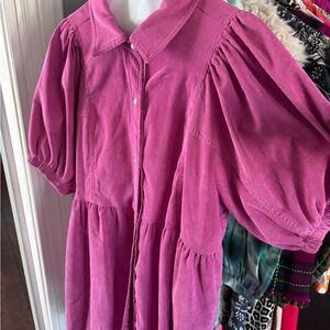 Entro Fuchsia Puff Sleeve Mini Dress